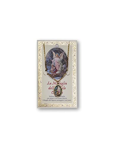 Fratelli Bonella | Medalla de ángel de la guarda y tarjeta con oración | Made in Italy, Cartón