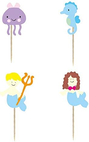 24PCS Mermaid Unicorn Cupcake Toppers For Kids Birthday Party Cake Decorations