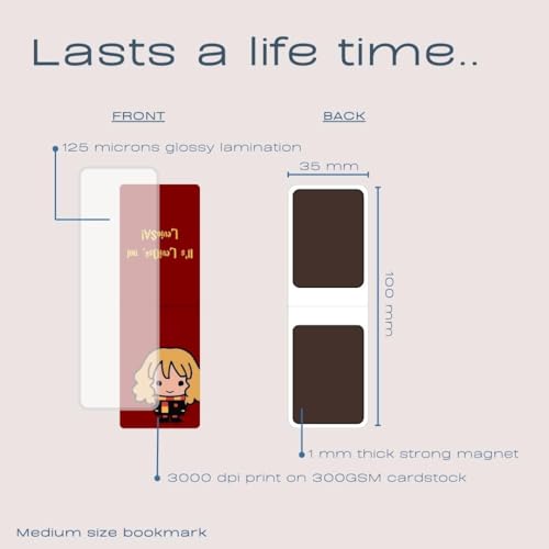 Image of Dia & Tia - Elegant & Durable Harry Potter Themed Magnetic Bookmarks Set � Nature, Fantasy, Inspirational Quotes, and More (HP - Students, Medium - 3.5x11 cm)