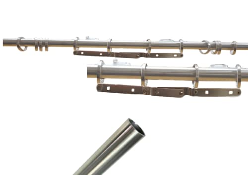 Bastone tubo tirocorda in nichel Tenda Ø 20 mm con comandi e anelli 200-300 cm (200 cm. A CORDA - APERTURA A DESTRA, Nichel satinato)