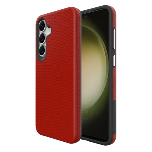 Image of NOXO Ultra-Hybrid Triangle Back Case Cover for Samsung Galaxy S25 Fe, | Shockproof Design | Camera Protection | Soft TPU & Rugged PC | Bumper Case Cover for Samsung S25 Fe, (Scarlet Red)