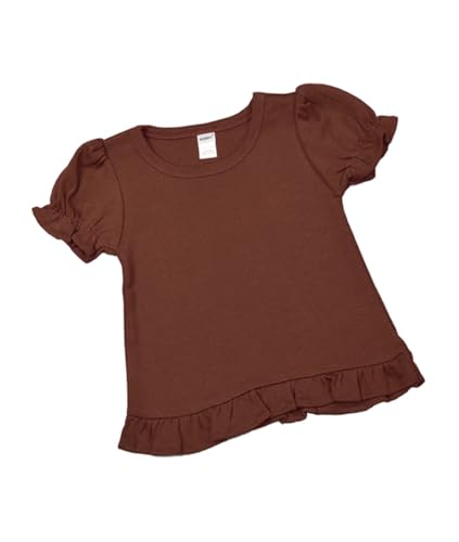 Image of Monag Kids Toddler Girls Short Sleeve Ruffle Tshirt, Blank Girls Ruffle Top, Solid Ruffle Shirts