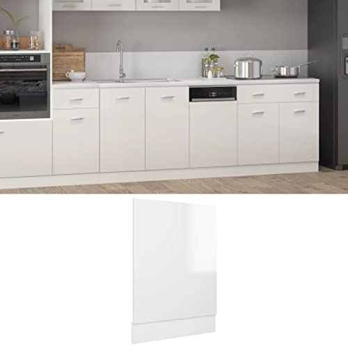vidaXL High Gloss White Dishwasher Panel - 45 x 3 x 67 cm, Durable and Protective, Easy to Clean Engineered Wood Scandinavian Style Design