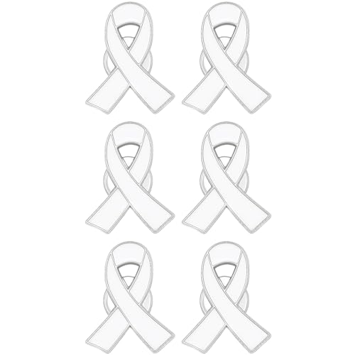 Image of 6Pcs Awareness Enamel Ribbon Lapel Pins Ribbon Brooch Pin for Charity Events Survivor Campaign Party Favors Supplies