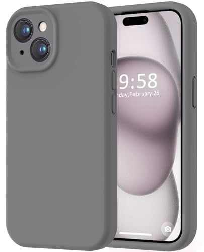Image of LOVE 3000 Compatible with iPhone 15 Case, [Smooth Silicone Full Coverage Camera] [8ft Drop Protection], Soft Microfiber Lining Full Body Protective Case for iPhone 15 6.1 inch - Dark Grey