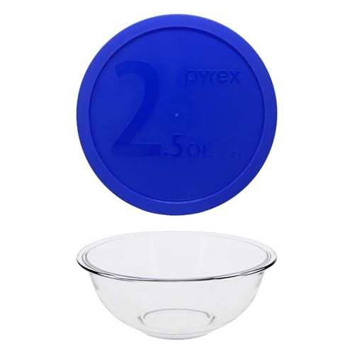 Pyrex 325 2.5qt Glass Mixing Bowl and 325-PC 2.5qt Blue Lid – Made in the USA