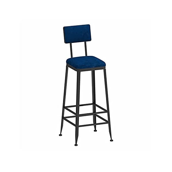 Chairs Stools Barstools Bar Stool Modern Industrial Style Barstools With Backrest Square Velvet Seats And Iron Benches Pub Chair For Kitchen Counter Breakfast Bar Cafe 75Cm Blue