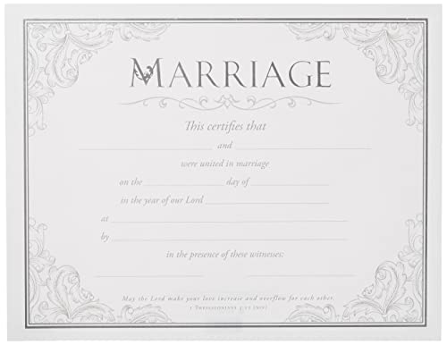 Marriage Certificate (Pk of 6) - Premium, Silver Foil Embossed