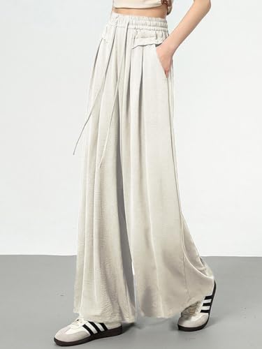 Image of KOTTY Women's Solid|Drawsting|Front Pocket|Wide Leg Style|High Rise|Casual Pant