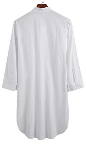 SEAUR Mens Nightshirts Long Sleeve Sleepwear Cotton Robe Henley Shirts Kaftan Thobe Loungewear Pamajas Comfort Sleep Shirts2