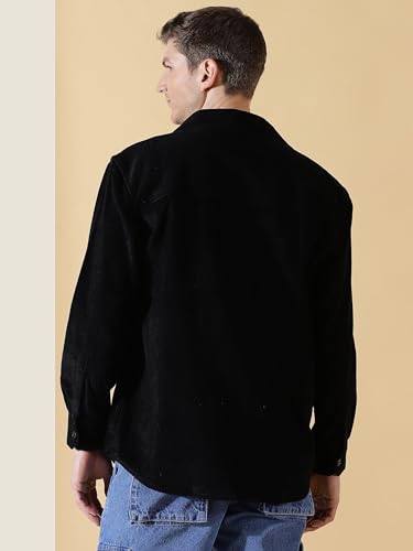 Image of Thomas Scott Men's Premium Spread Collar Double Pocket Corduroy Oversized Shackets