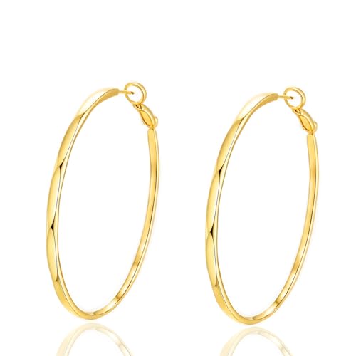 Silver/14K Gold Hoop Earrings for Women Classic Hoops Hypoallergenic Gift for Her