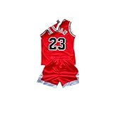 Generic Boys Basketball Jersey Summer Sports Kids/Youth Basketball Jersey & Shorts Suit Suitable for Boys and Girls(23# Red,6-7 Years/22), Small