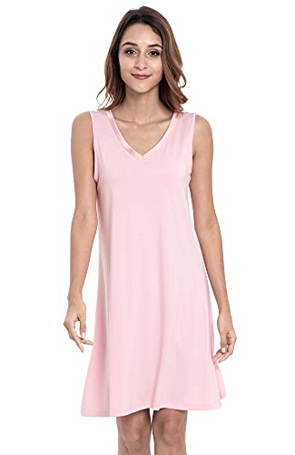 Image of GYS Cooling Bamboo Viscose Nightgowns for Women, Lightweight Sleeveless V Neck Sleep Shirt for Hot Sleepers, Soft Night dress