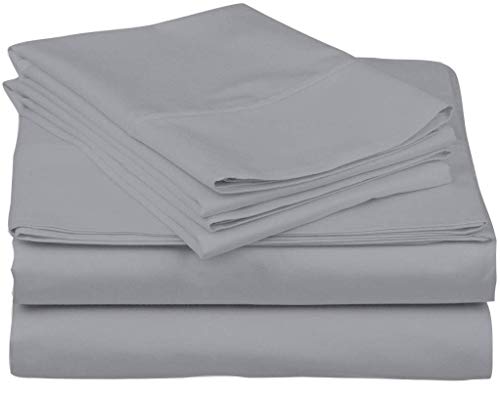 Image of Tribeca Living Queen Egyptian Cotton Sateen Sheet Set, | 600 Thread Count, 100% Egyptian Cotton, Soft Sateen Weave, Deep Pocket, 6-Piece Set, Machine Washable