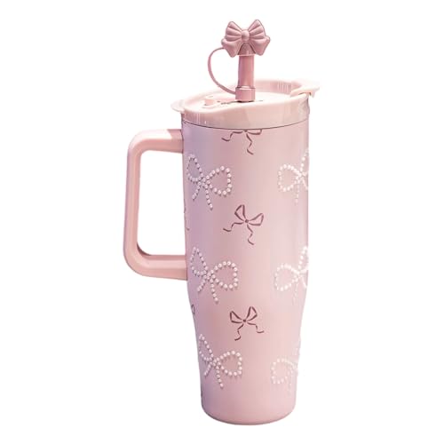 Bbajszx Botella de agua de acero inoxidable con decoración de perlas, 1200 ml, gran capacidad, adecuada para gimnasio, uso en oficinas aire libre Botella de agua de acero inoxidable con decoración de