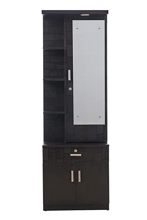 Engineered Wood Quality Assured Furniture Modern Daniel Dressing Table with Drawer Cabinet LxWxHx (L 24x W12 x H72) Inches (Black) (Black)-image-22