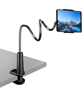CLM-Tech Zwanenhals Klem voor 4-11 inch Tablet PC's en Smartphone, Telefoon Houder Stand flexibele verstelbare arm Clip voor bed bureau tafel, 78 cm lang, zwart