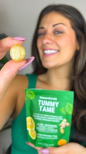 Image of Tummy Tame Drops - 3X Better Absorption | Herbal Relief for Occasional Indigestion, Bloating, Gas, Nausea, Upset Stomach | Ginger, Lemon, Spearmint & B6. Individual Drops, (Pack of 3)
