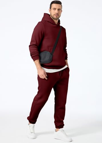 JMIERR 2 Piece Comfiest Airport Outfits Long Sleeve Essentials Hoodie Sweatshirt Joggers Baggy Sweatpants Track Suits Set Fall Casual Loungewear Tracksuit Sweatsuits Matching Sets, L, Red