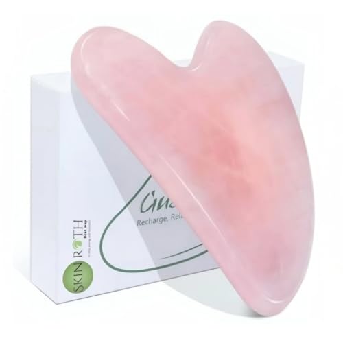 Image of Rose Quartz Gua Sha Massage Tool for Face, Jawline Sculptor, Natural Quartz Stone Guasha Board, Face Sculpting Tool, Acupuncture Therepy Trigger Point Treatment (Light Pink)