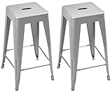 Sunjoy Group (#S-DNC1267PST) Stackable Metal Barstool, Silver, 26', Pack of 2