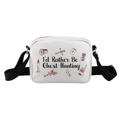 TSOTMO Paranormal Investigator Ghost Lover Merch I’d Rather Be Ghost Hunting Zipper Pouch Crossbody Bag