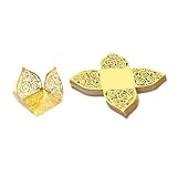 DEARMAMY 50 piezas Cajas para Dulces de Boda Doradas con Diseño Hueco Espejo Envoltorios para Chocolates Tazas de Papel para Trufas Cajas Decorativas para Regalos y Fiestas