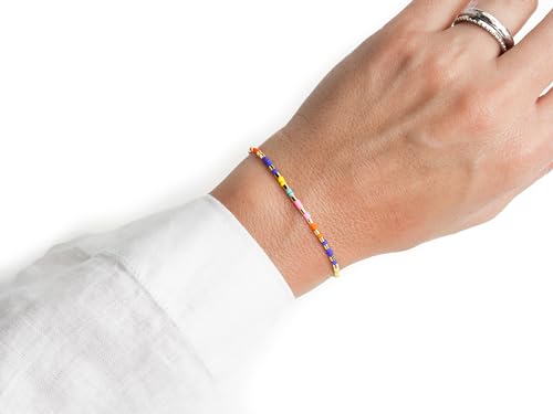 – Dainty Seed Bead Bracelet, Handmade Multicolor Bohemian Stackable Beaded Bracelets, Colorful Beach Surfer Boho Bracelets, Adjustable Charm String, Summer Jewelry for Women, ADULT Bracelets3