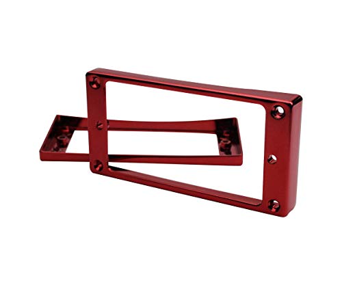 Guyker Curved Bottom Metal Humbucker Pickup Mounting Ring Set - Bridge And Neck Pickups Cover Frame Replacement Compatible With Les Paul Lp Style Electric Guitar Or Precision Bass(2Pcs, Rose Red) #TOP1