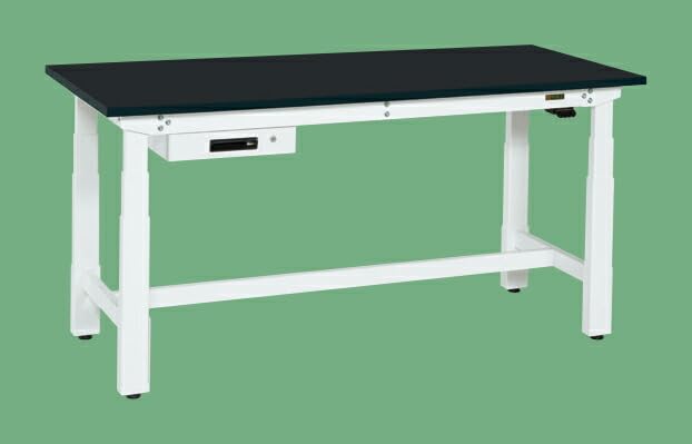 サカエ 電動昇降作業台 重量タイプ 耐荷重250kg 特殊アクリル系樹脂天板 H630～1280 引出付 W1500×D750×H6