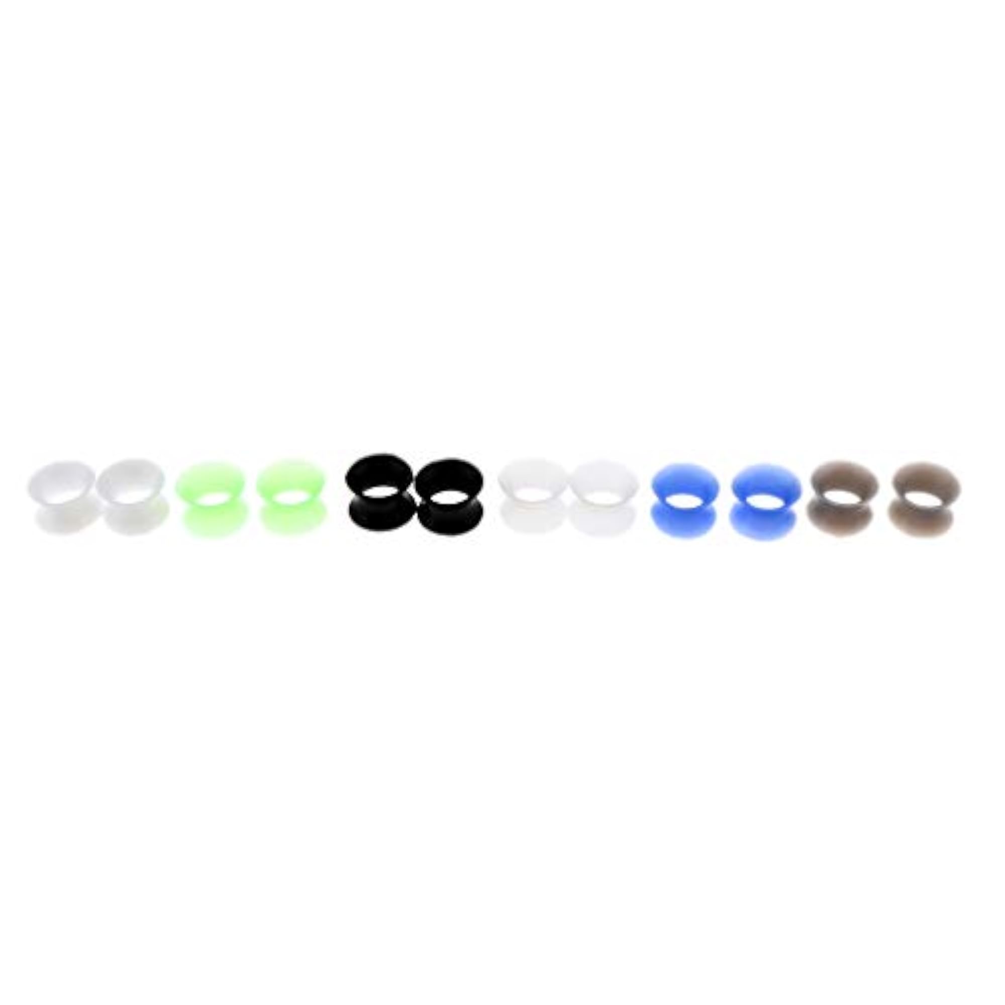 12Pcs Solid Silicone Double Flared Plug Ear Gauge Stretching Expander