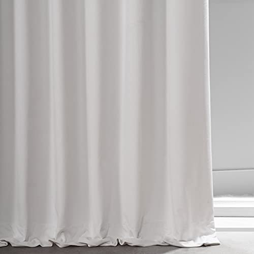 Image of HPD Half Price Drapes Signature Plush Velvet Blackout Curtains for Bedroom (1 Panel), 50W X 96L Hotel Black Out Curtains for Living Room, Thermal Insulated Blackout Curtains for Windows, Misty White
