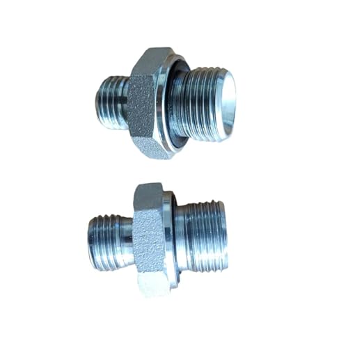 Image of 2Pcs 14H to 18ED Fitting Adapters Excavator Hydraulic Hose Pipe Thread Connector
