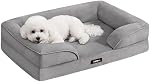 Feandrea Orthopaedic Dog Sofa Bed, M Dog Bed with Raised Sides, Egg Crate Foam, Removable and Washable Cover, Non-Slip Bottom, Water-Resistant Lining, Dove Gray, 76 x 51 x 16 cm UPGW321GD01