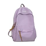 Mochila Feminina Pastel Fofa – Bolsa Casual Colorida com Bolso Frontal e Alças Ajustáveis (Lilás)