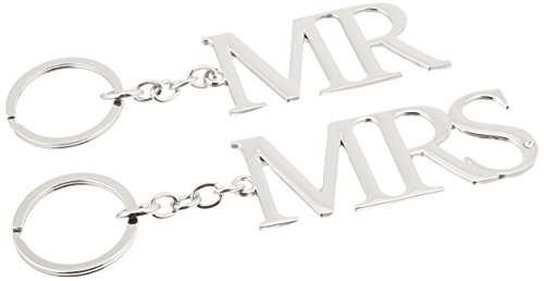 Amore Set di due portachiavi argentati Mr & Mrs