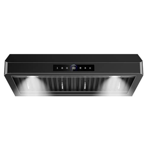 Image of Black 30 Inch Under Cabinet Range Hood 1200 CFM, Hook Design