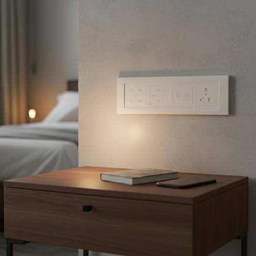 Image of Aziot 8 Module Switch Board Plate | Smart 4 SW, 2 SW, Fan SW& Socket | WiFi & BLE | Google, Alexa & Siri (White)