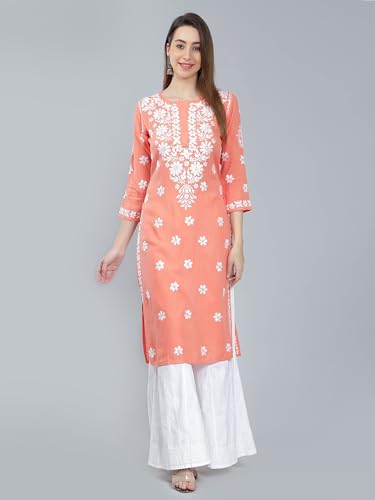 Image of Seva Chikan Hand Embroidered Lucknowi Chikankari Regular Straight White Trouser Palazzo for Women SCL11025