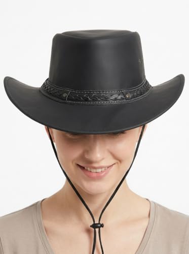Image of HADZAM Showerproof Outback hat Also Worn as Leather Cowboy hat, Australian Hats for Men & Women