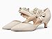 Coutgo Womens Low Kitten Heels Dressy Shoes Comfortable Closed Toe Flower Slip on Formal Party Dance Heeled Pumps, Beige, Size 8