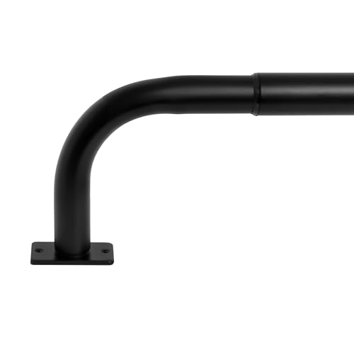 Meriville 1-Inch Diameter Wrap Around Blackout Curtain Rod, 48-Inch to 84-Inch, Black Finish