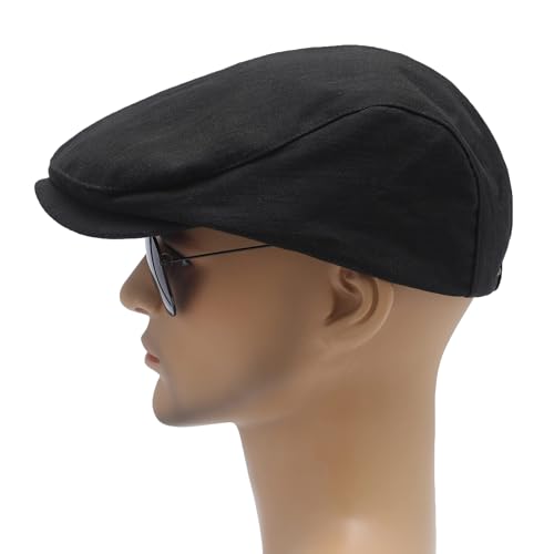 Image of ZLYC Men Cotton Flat Cap Summer Scally Ivy Gatsby Newsboy Beret Driver Cabbie Hunting Hat