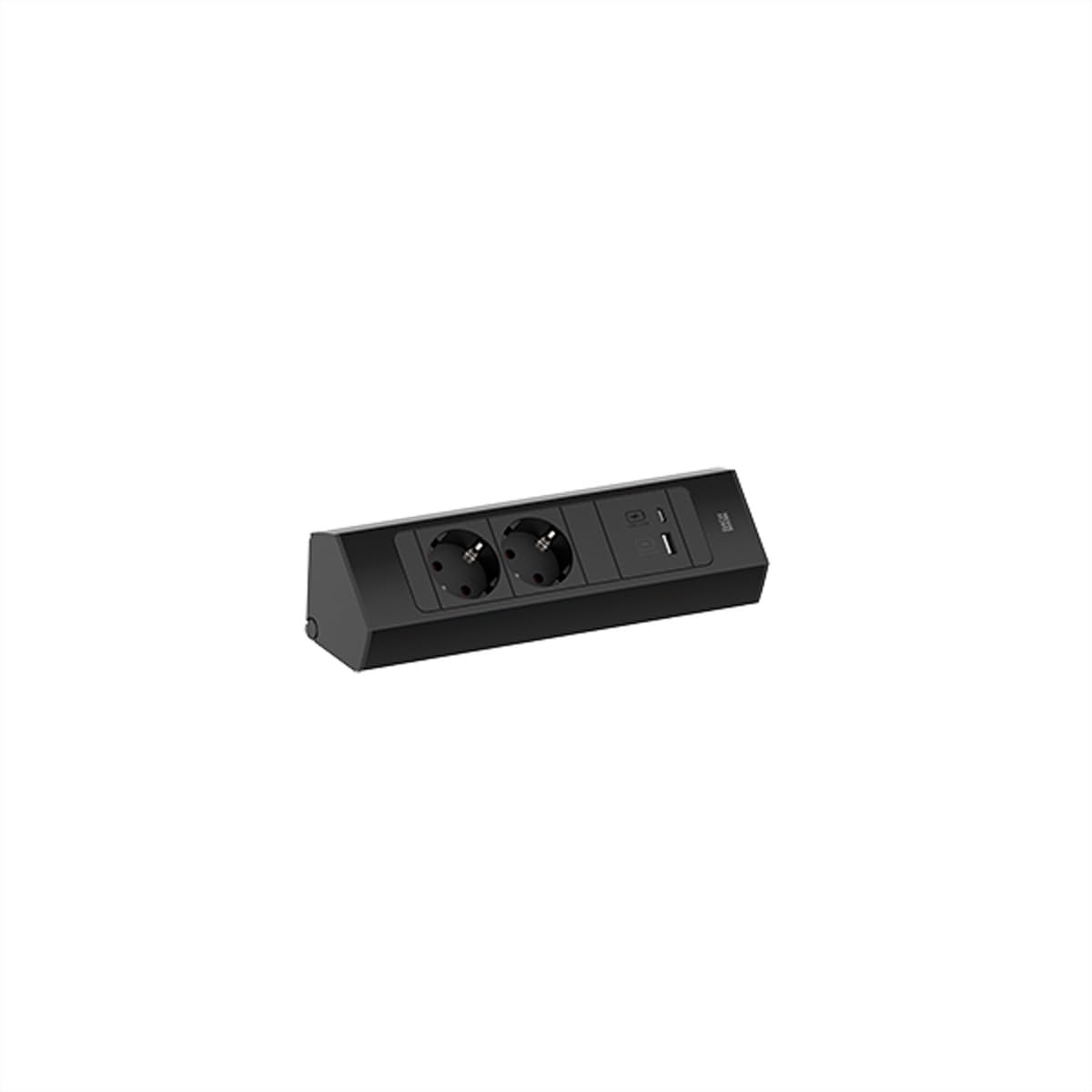 Bachmann Multiprise d'angle Casia 2, 2 Prises avec USB-A et USB-C, câble de 2m, Montage Mural ou en Angle dans la Cuisine et au Bureau, Noir (avec revêtement Anti-Traces de Doigts)