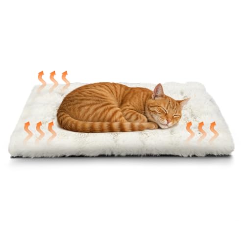 Wdmiya Tappetino Riscaldante per Gatti, Tappetino Autoriscaldante per Gatti Senza elettricità e batterie, Cuccia Coperta Termica per Gatti Caldo, Lavabile in Lavatrice, Bianco, 60 × 45
