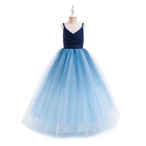 Image of Glamulice Flower Girls Spaghetti Strap Tulle Dress Long A Line Wedding Pageant Dresses Princess Birthday Party Ball Gown