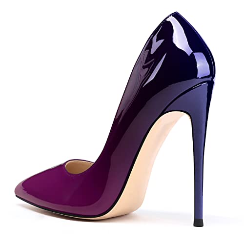 XINIUNIU High Heels for Women Pumps Gradient Patent Leather 4.7 inches/12CM Formal Sexy Fashion Stiletto Dress Wedding Shoes Pointed Toe4