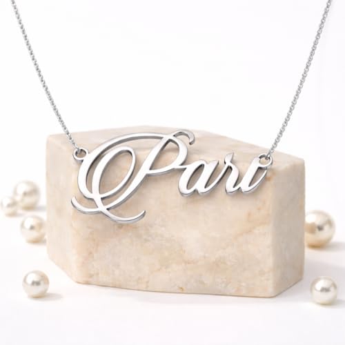 Image of Pari Cursive Gold & Silver Name Pendant Necklace, Best Jewelry Gift for Girls.