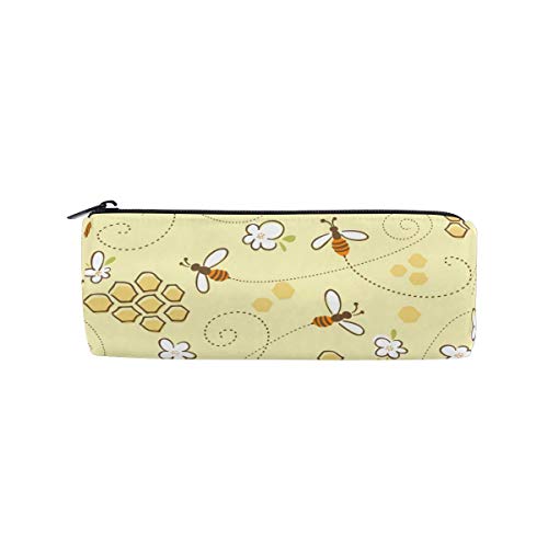 Preisvergleich Produktbild Honey Bees Pencil Case Studenten Schreibwaren Aufbewahrungstasche Pen Organizer Reißverschlusstasche für Mädchen Teenager Kinder